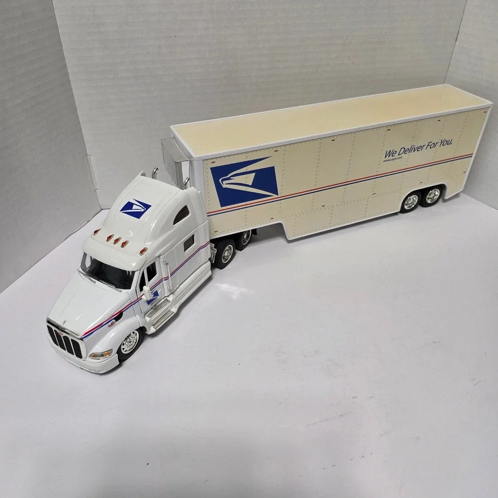 USPS Peterbilt Semi Truck and Trailer Toy White We Deliver For You Mail Truck*